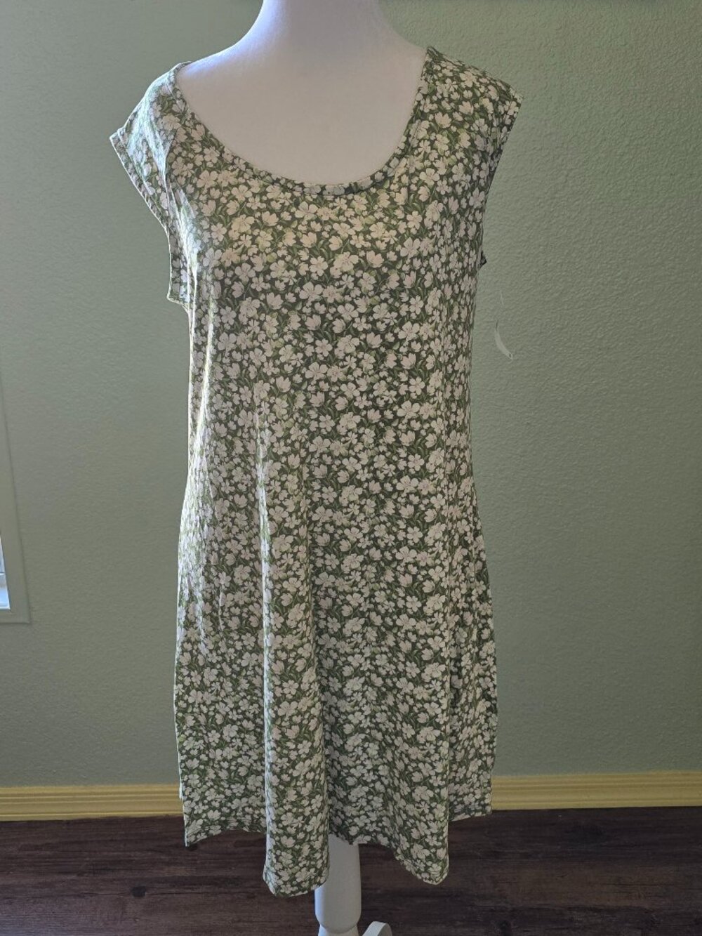 Green & White Floral Mini Dress